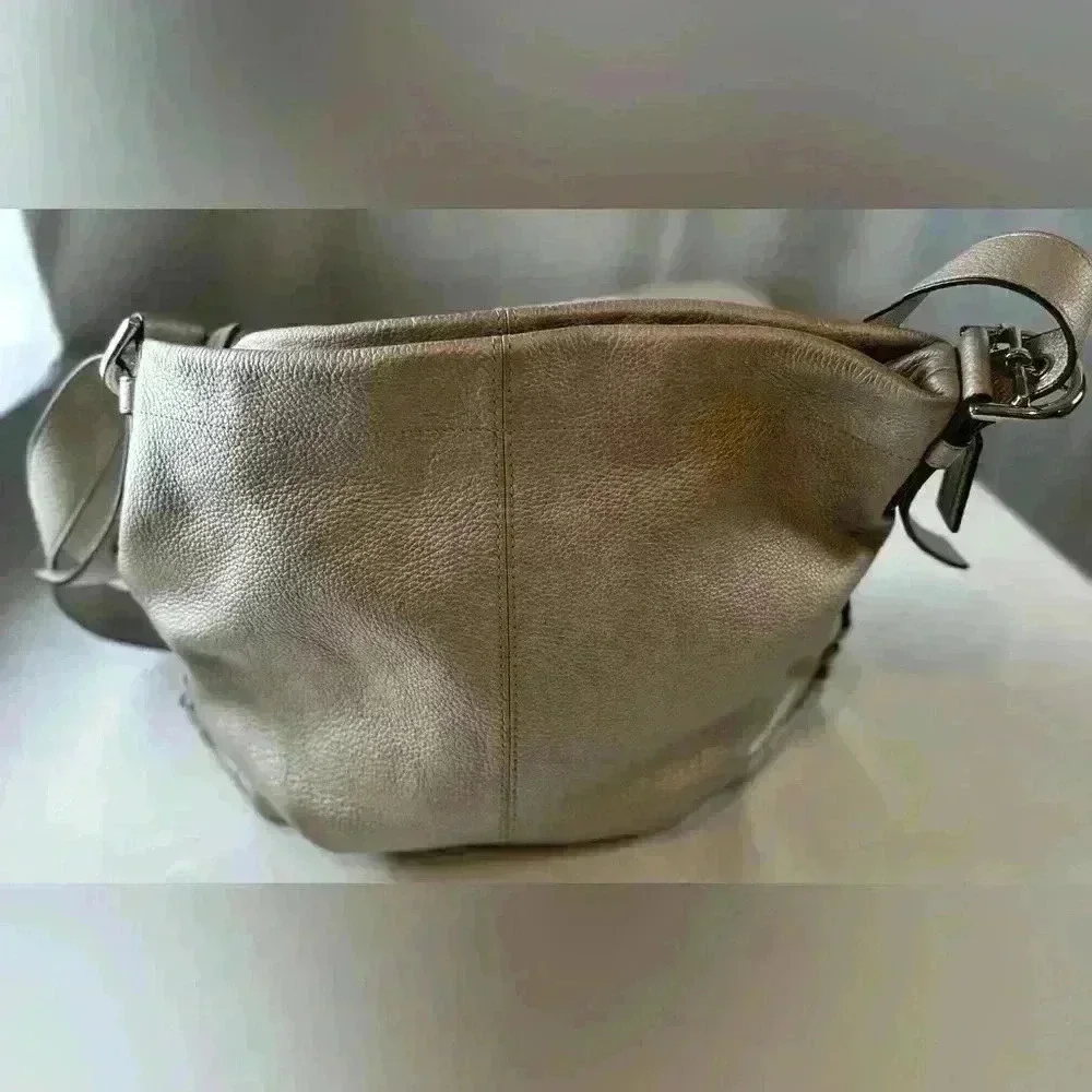 COACH F15064 Silver Leather Duffle Bag